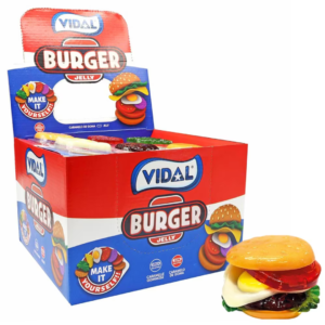Jelly Burger Kit 66g with 6 individually wrapped jelly layers to build a gummy burger from Planet Pick n Mix
