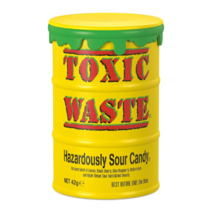 Toxic Waste 42g super sour drum with individually wrapped sweets from Planet Pick n Mix