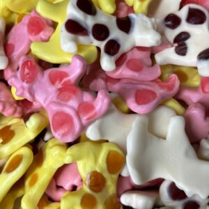 Trolli milk cow sweets in bright colours with fruity creamy flavour and chewy texture